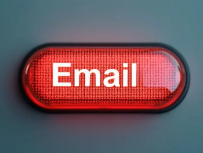Glowing Red Email Button With Digital Texture
