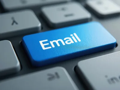 Blue Email Key On A Computer Keyboard