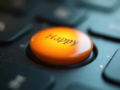 Orange Happy Button On A Computer Keyboard
