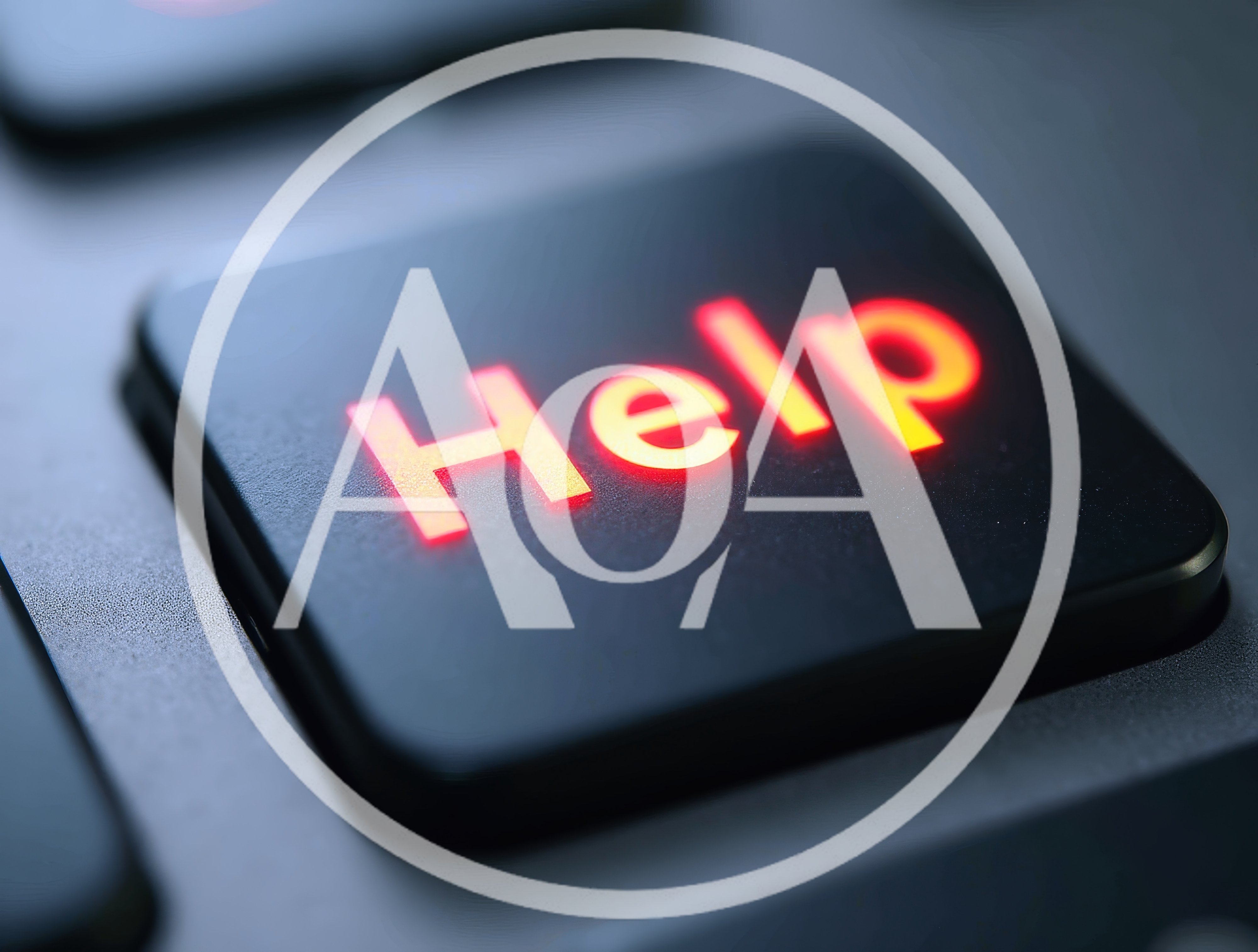 Glowing Help Key On A Computer Keyboard