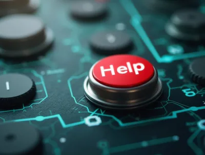 Red Help Button On A Digital Circuit Board