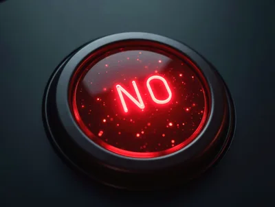 Glowing Red Push Button With The Word No