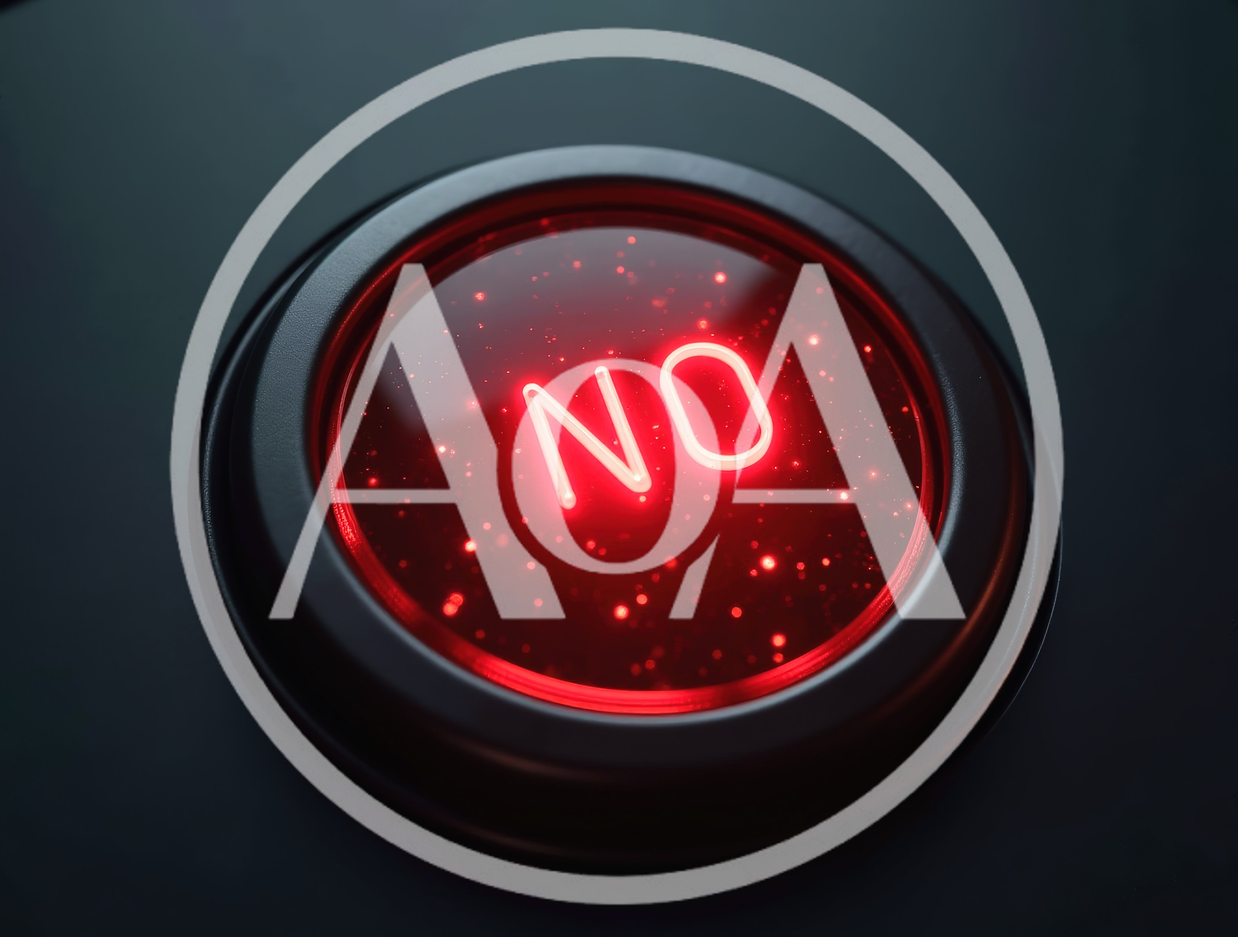 Glowing Red Push Button With The Word No