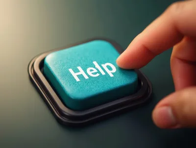 Finger Pressing A Teal Help Button