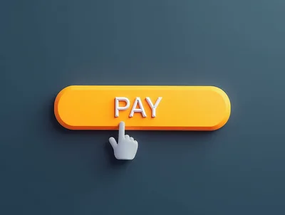 3D Rendered Pay Button With Cursor Click
