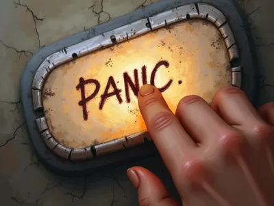 Human Finger Pressing A Glowing Panic Button