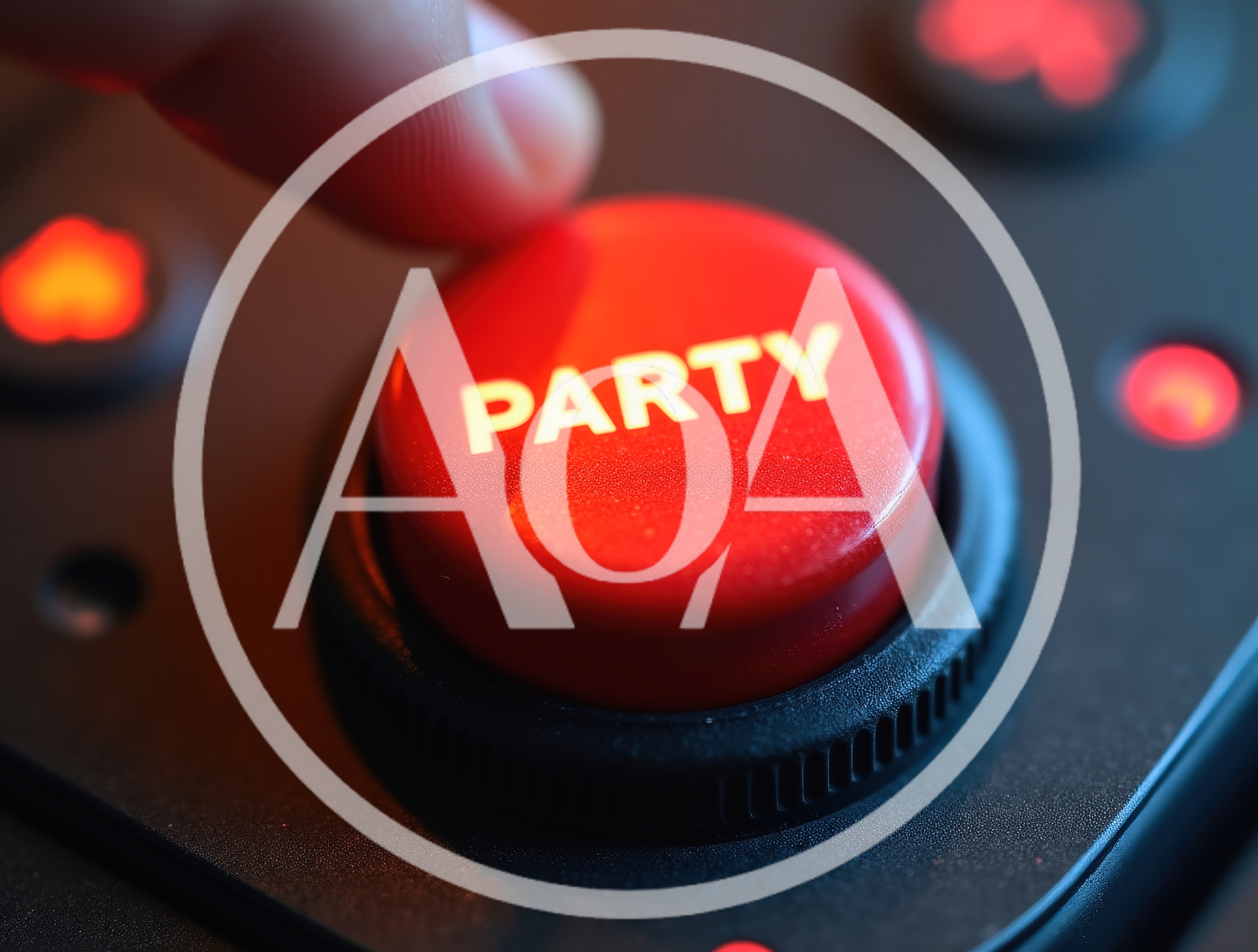 Finger Pressing A Glowing Red Party Button