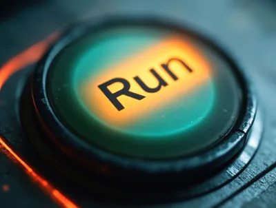 Close Up Of A Glowing Run Button