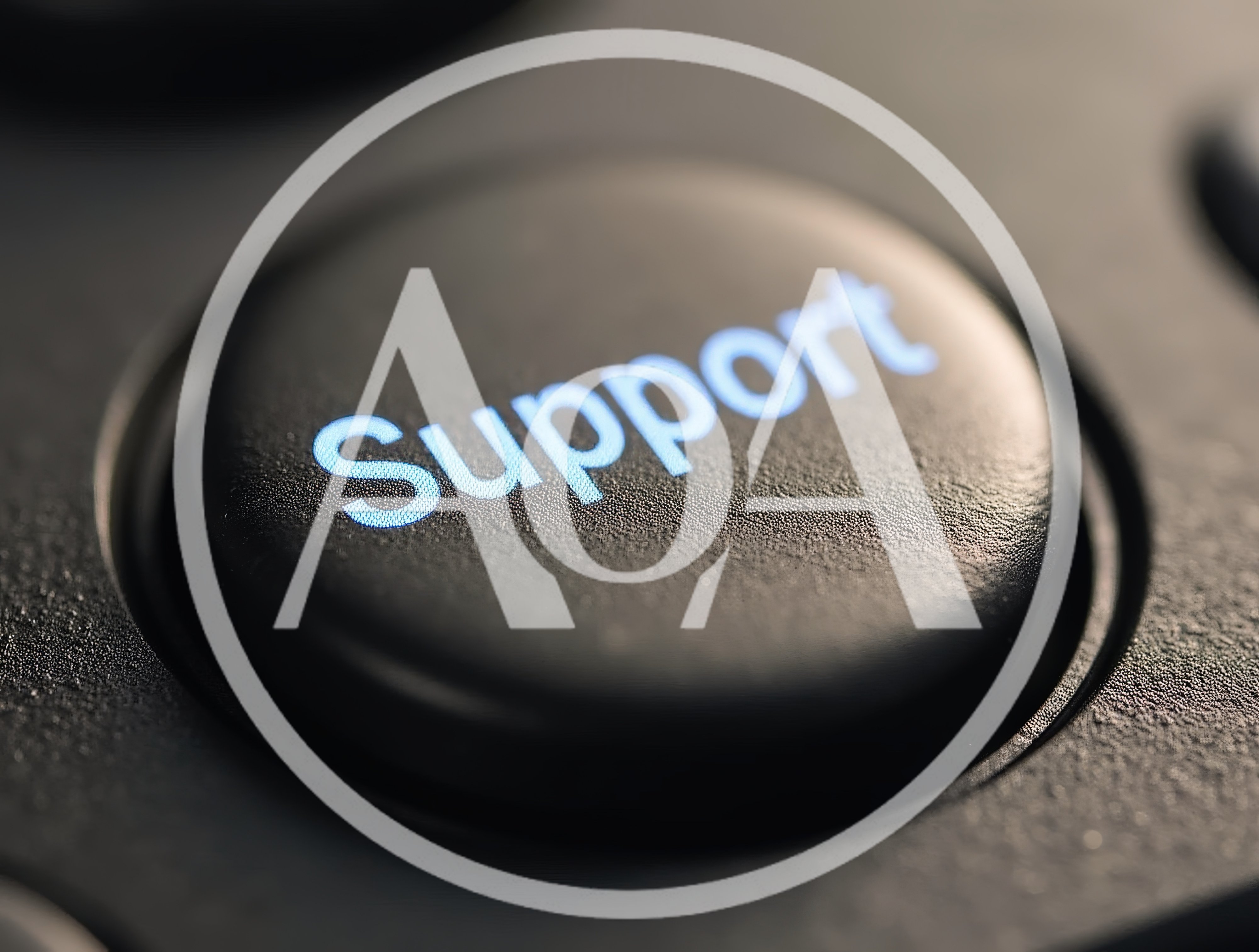 Close Up Of A Glowing Support Button