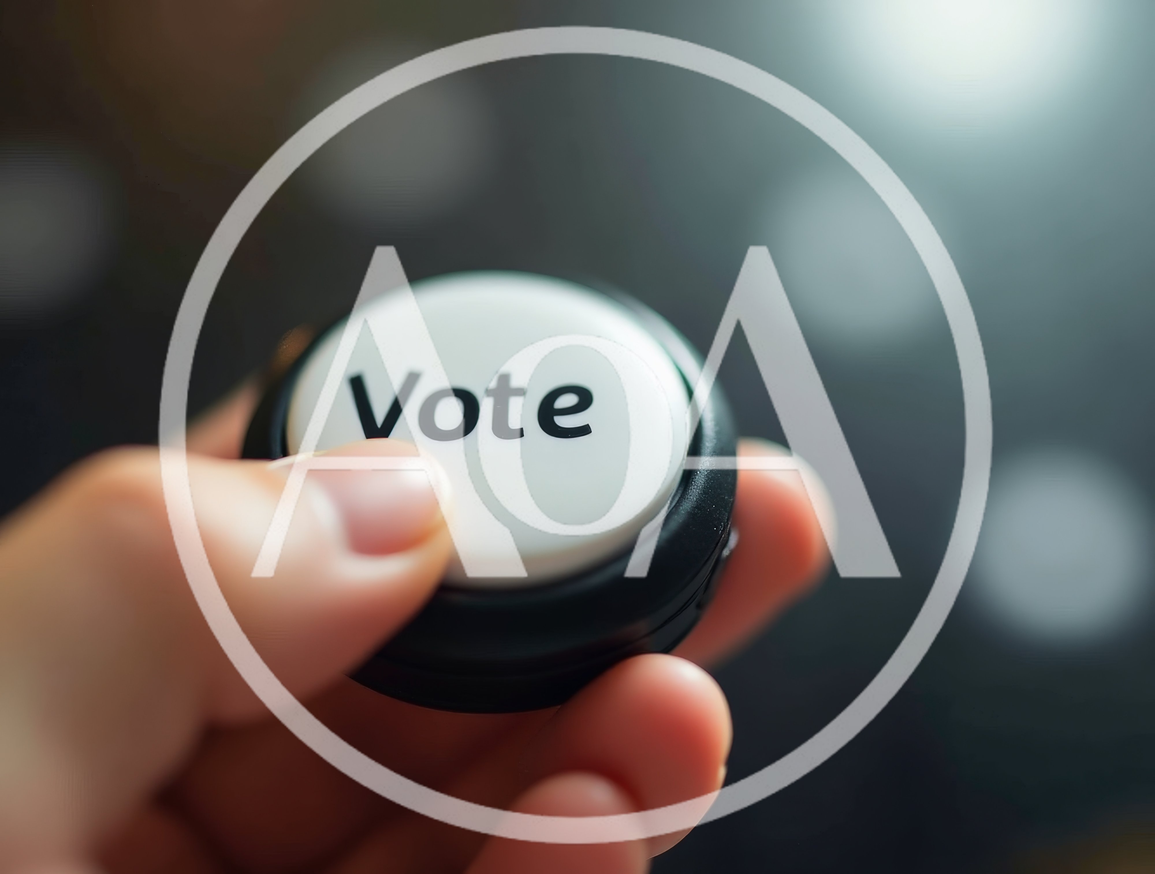 Hand Pressing A White Vote Button