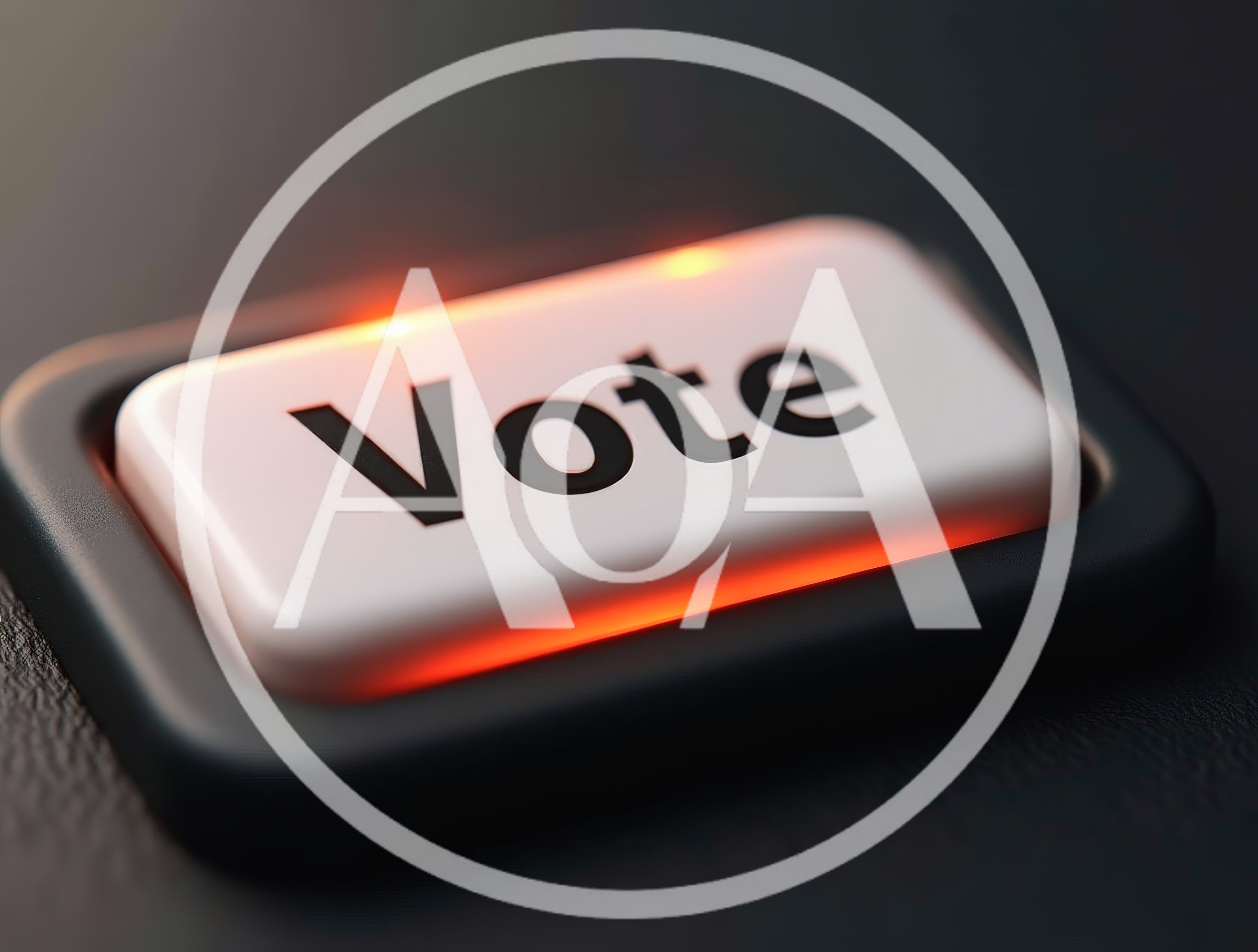Close Up Of A Glowing Vote Button
