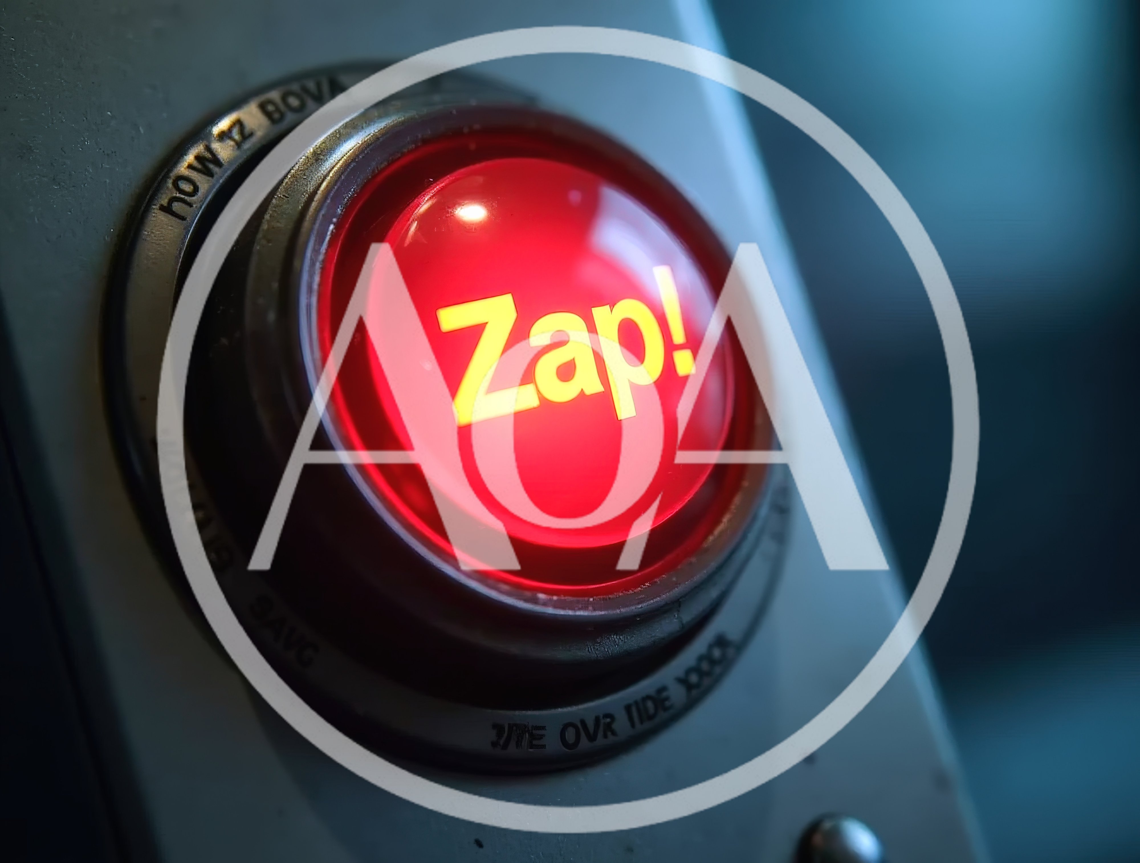Close Up Of A Glowing Red Zap Button