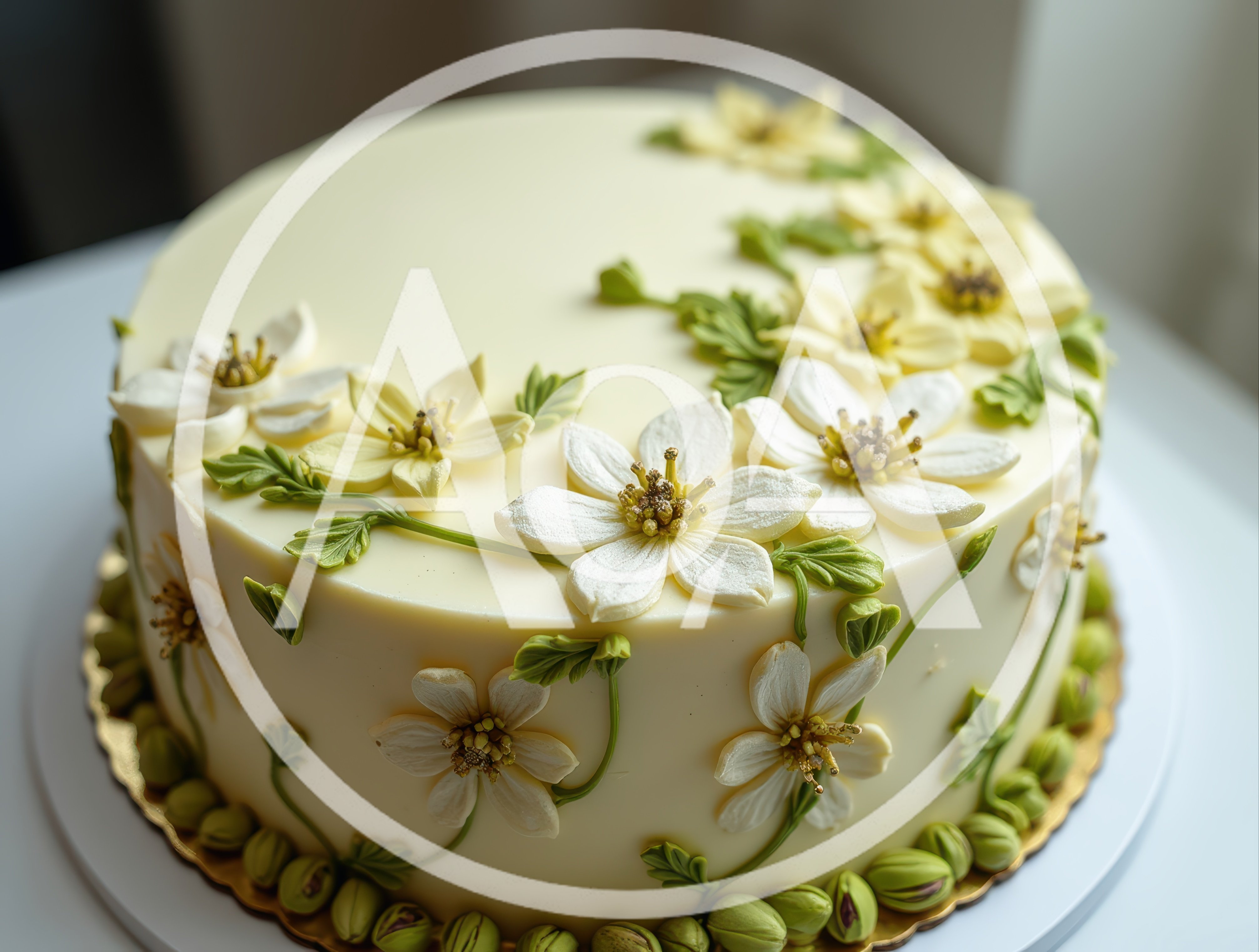Elegant Cream Cake Decorated With White Floral Icing