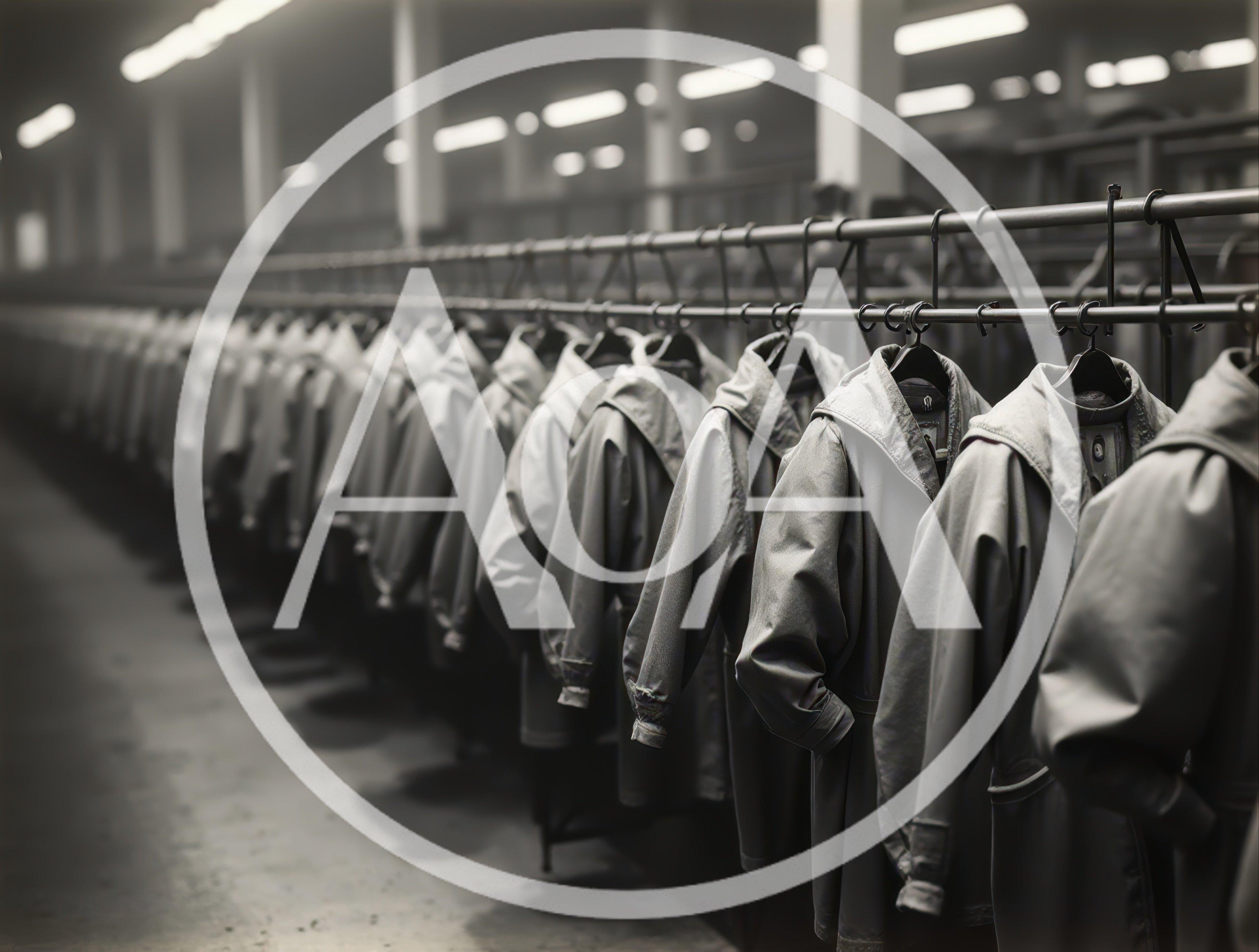 Rows Of Uniform Jackets Hanging In Industrial Factory