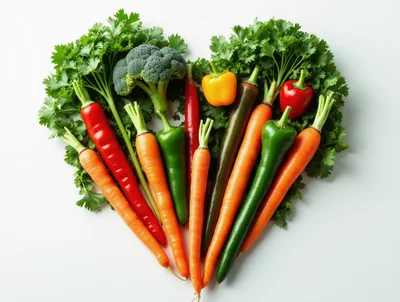 Fresh Vegetables Arranged In A Heart Shape