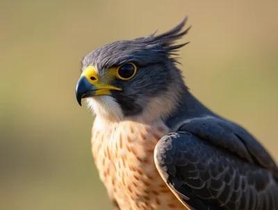 Close Up Portrait Of A Crested Falcon