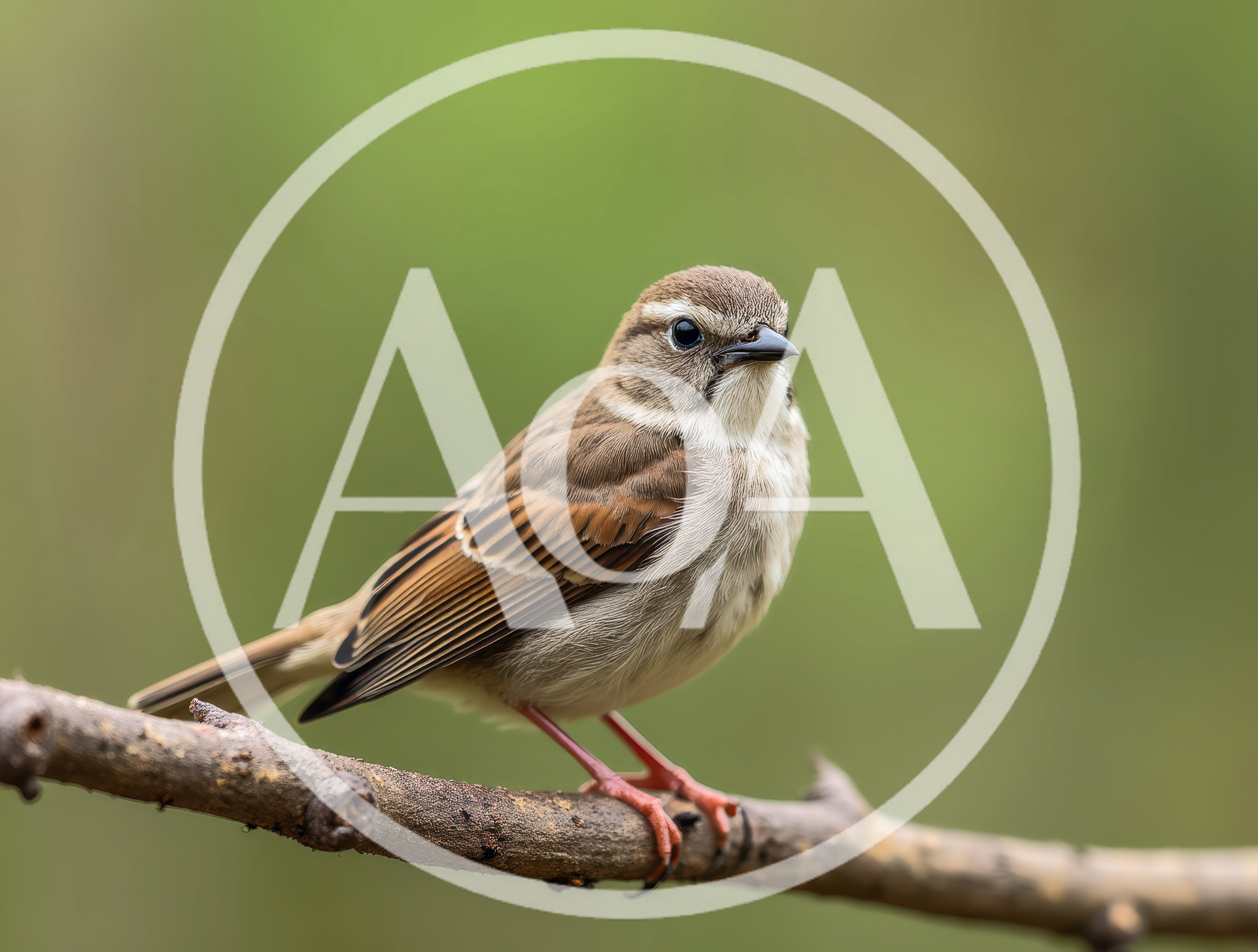 Small Brown Sparrow Perched on a Tree Branch