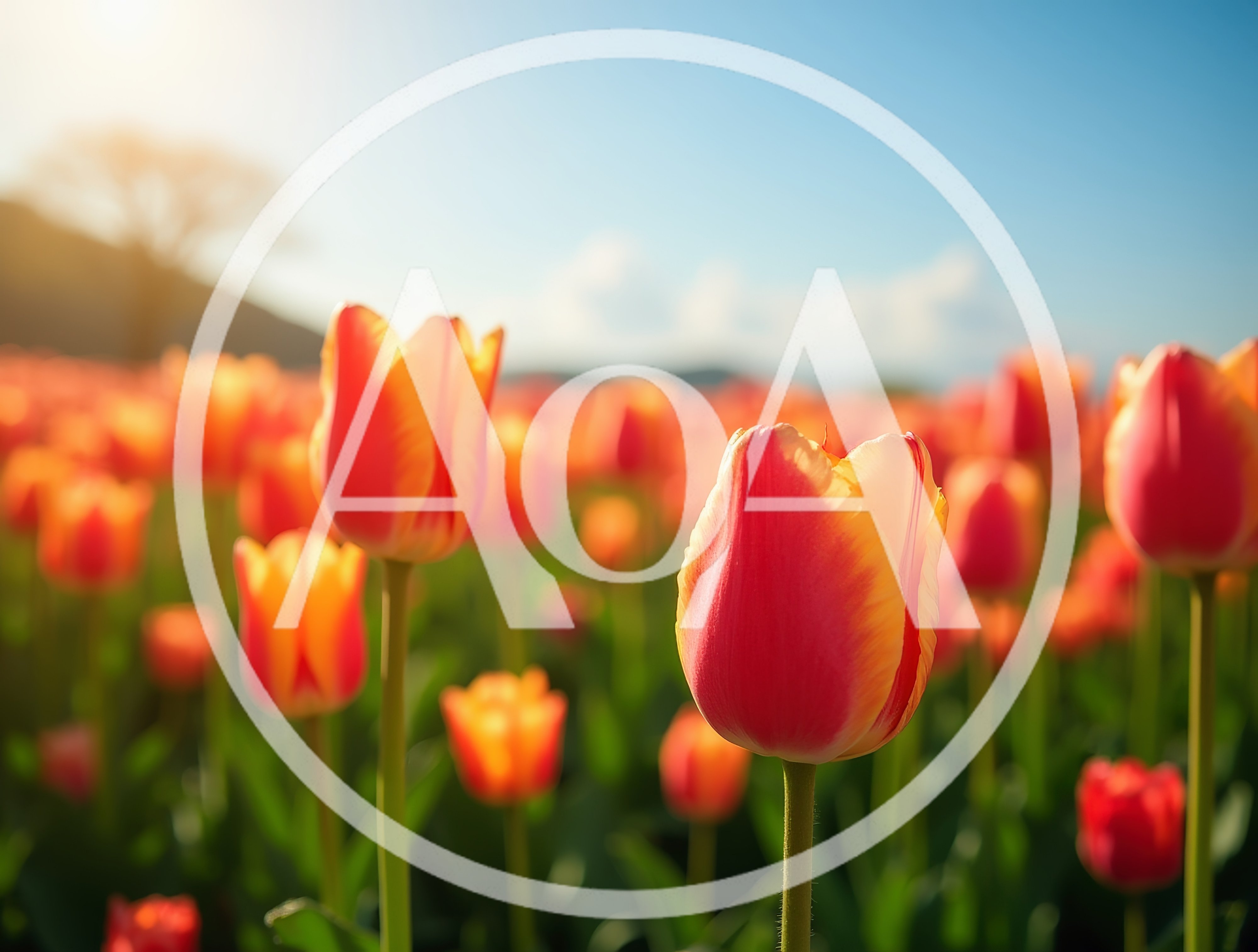 Vibrant Red and Yellow Tulips in Sunny Field