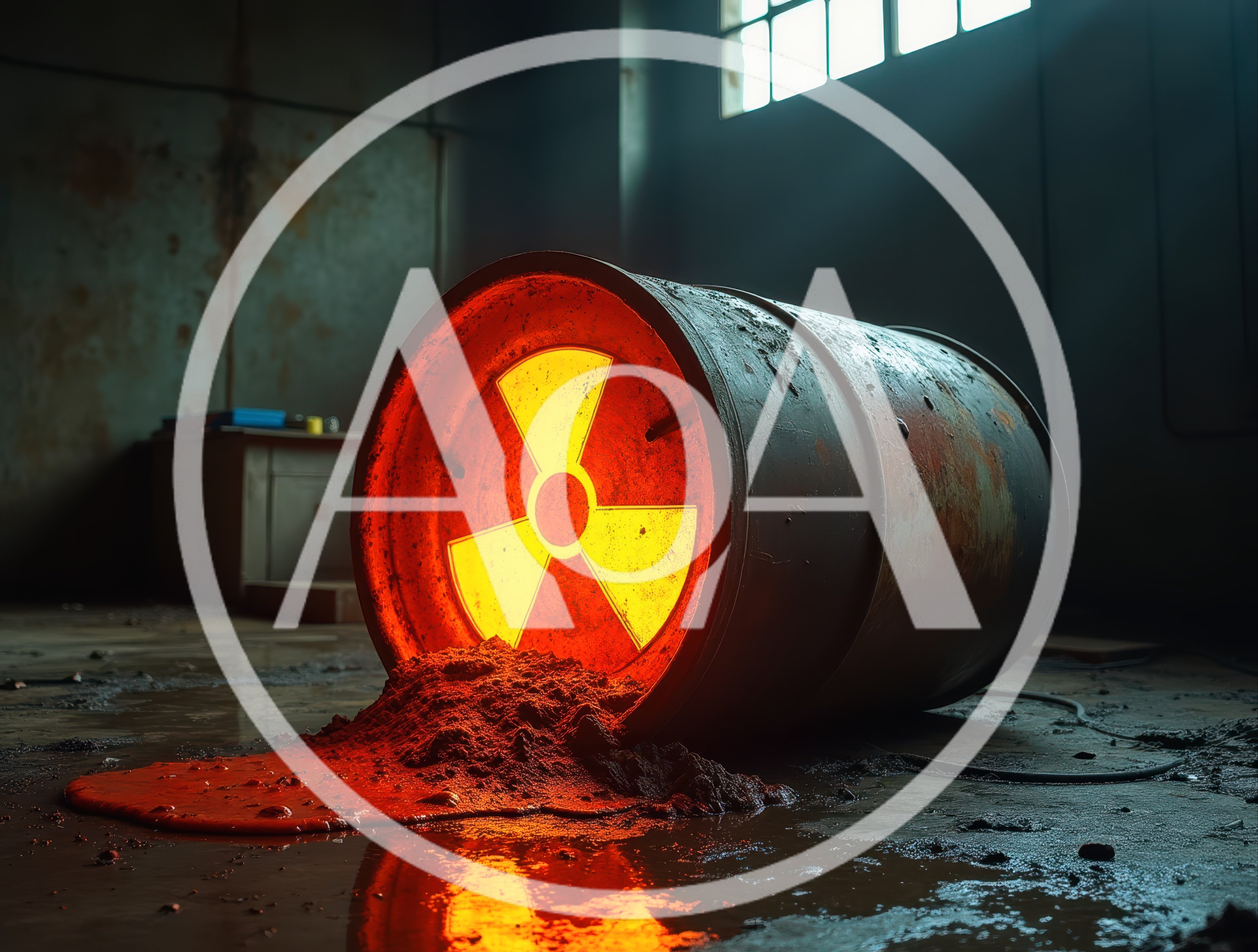Leaking Radioactive Waste Barrel In Abandoned Industrial Facility