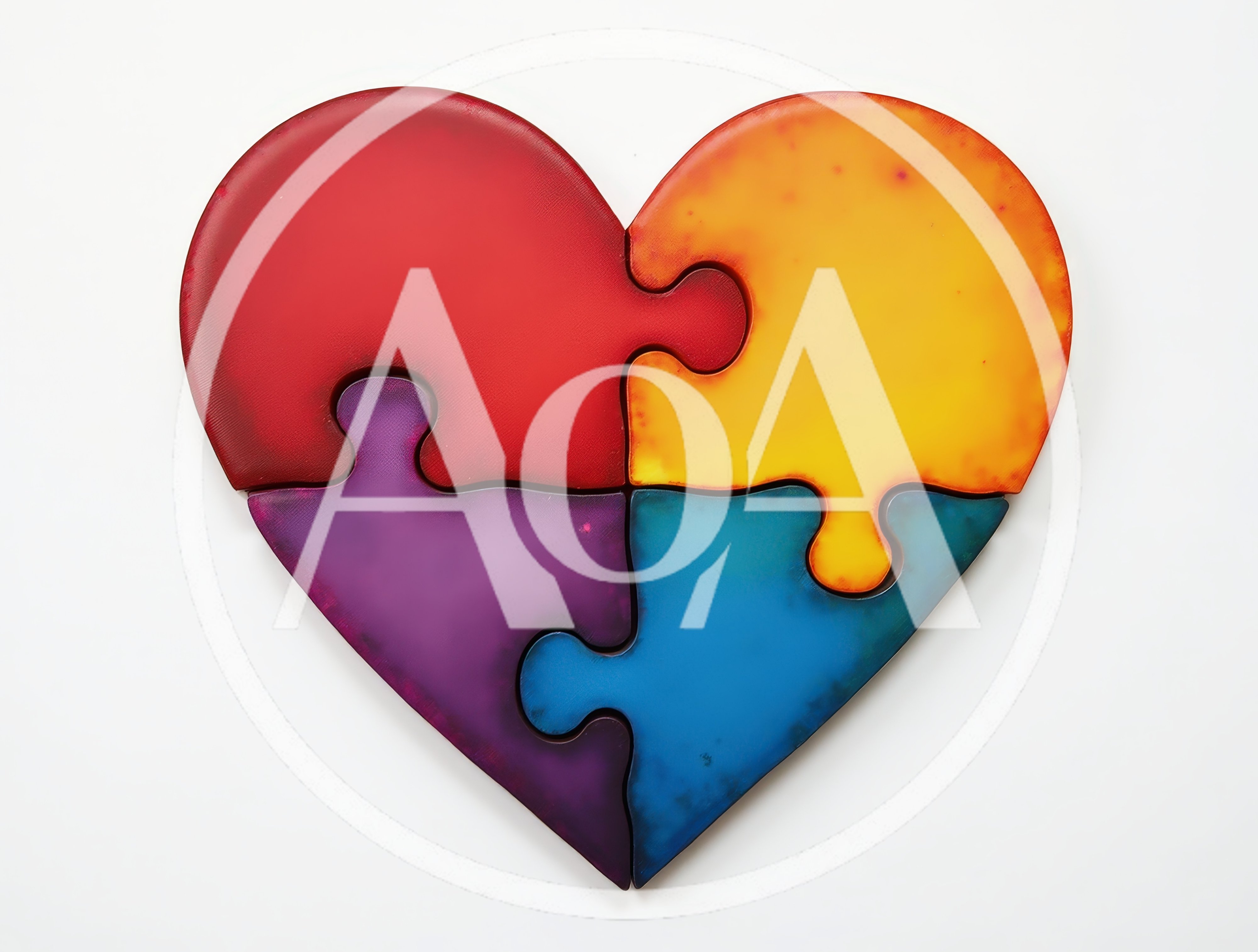 Four Colorful Puzzle Pieces Forming A Heart Shape