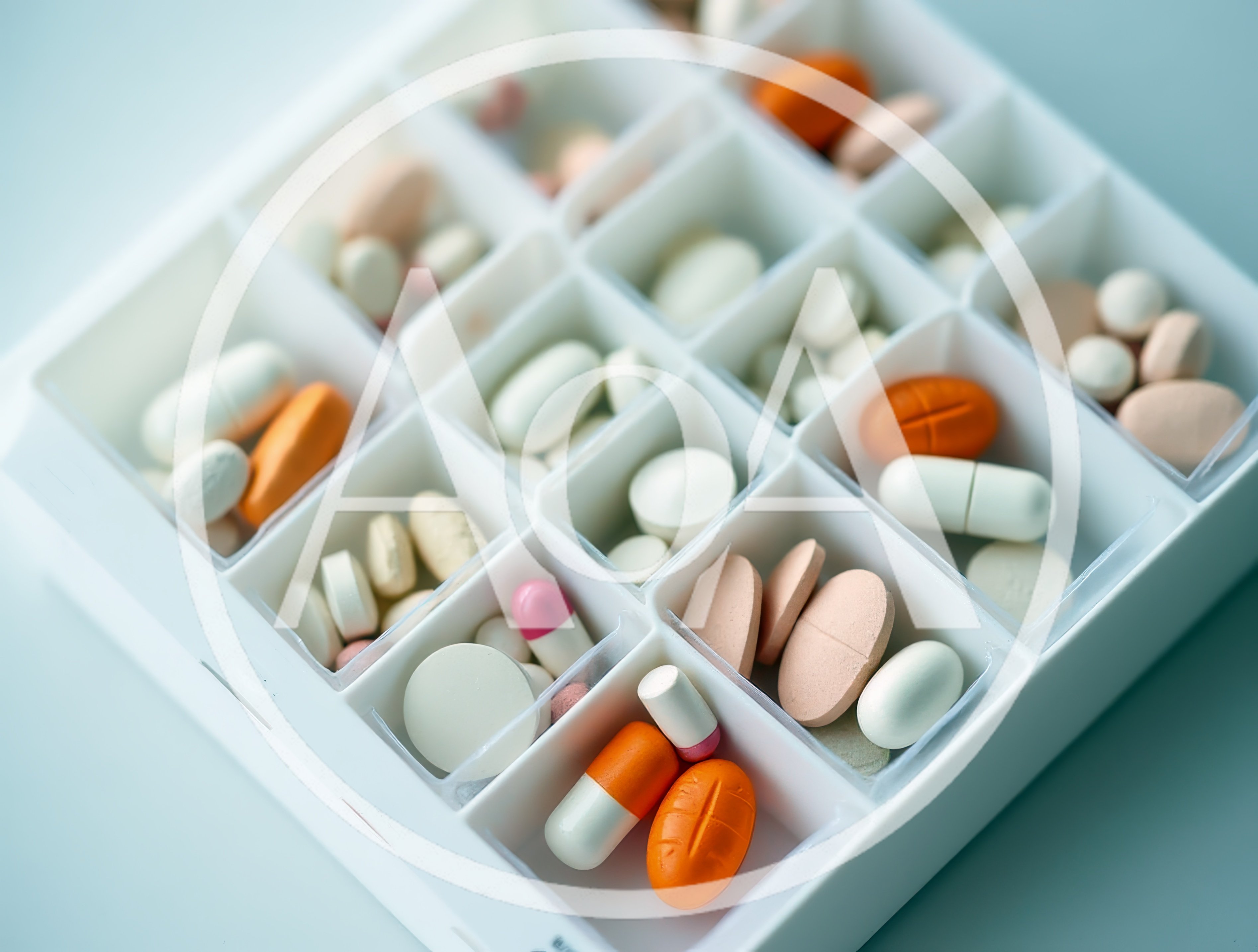 Daily Medication Organizer Filled With Assorted Pills