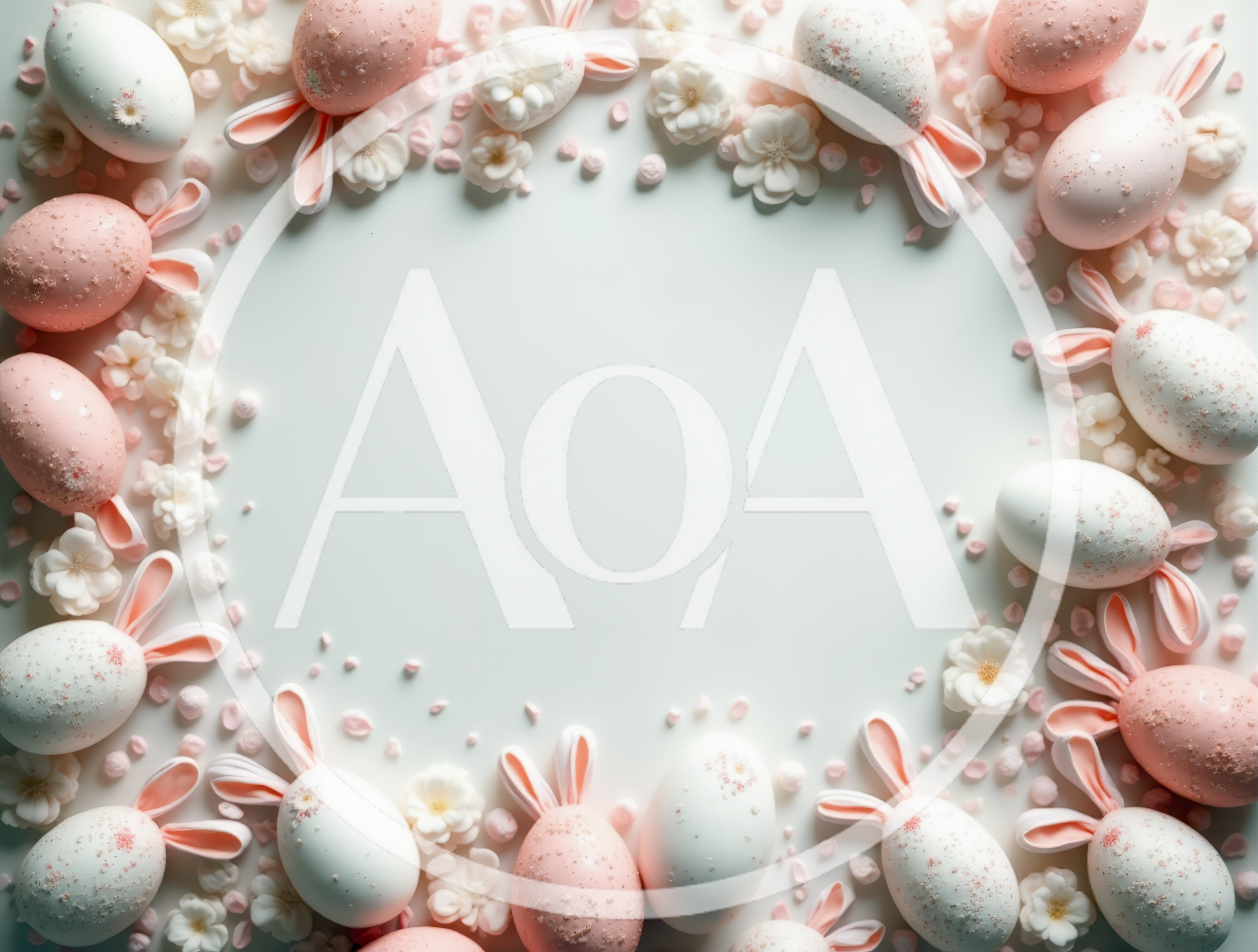 Easter Egg Frame With Bunny Ears And Flowers
