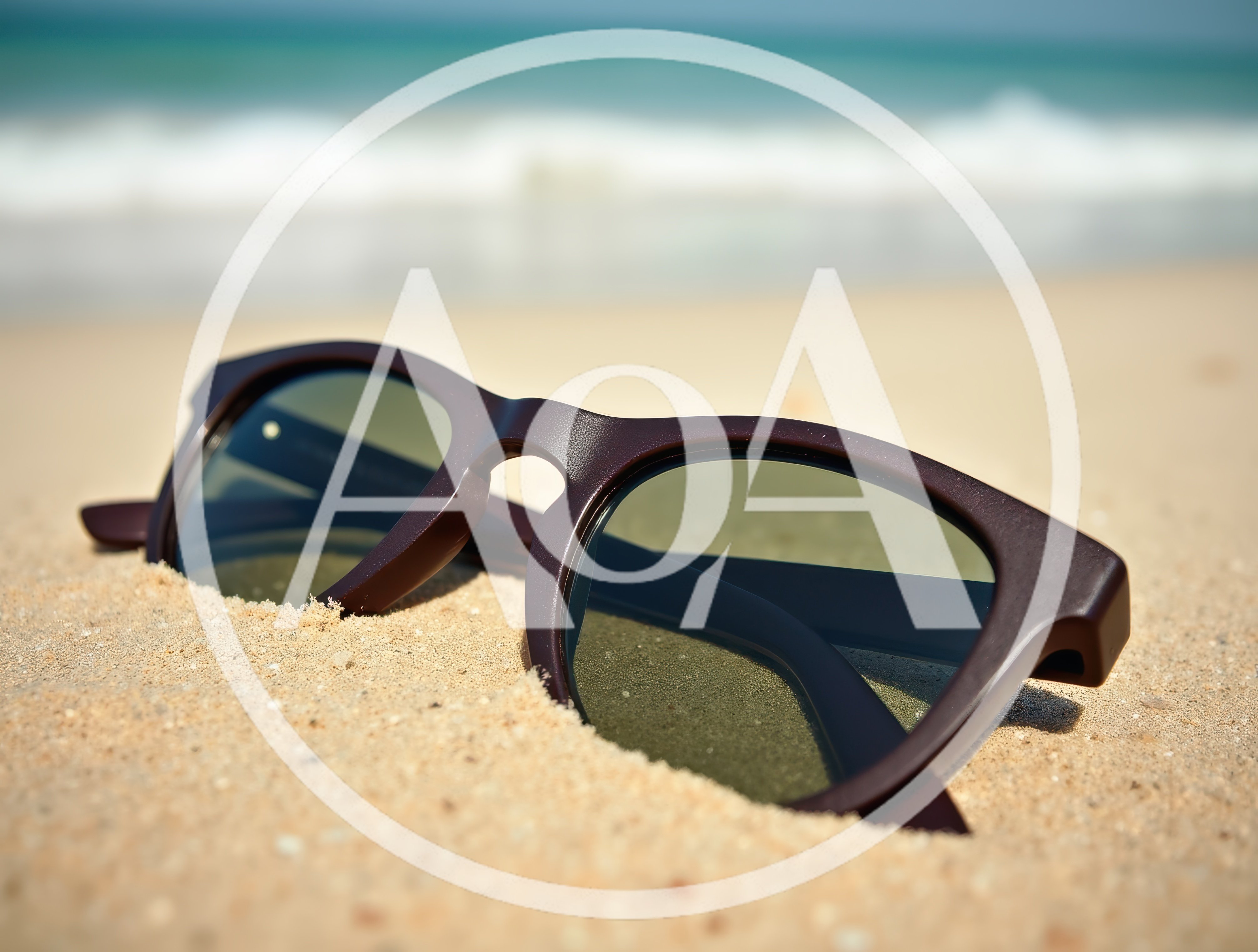 Dark Sunglasses Resting In Beach Sand