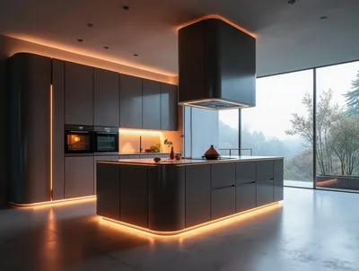 Modern Luxury Kitchen Interior With Ambient Lighting