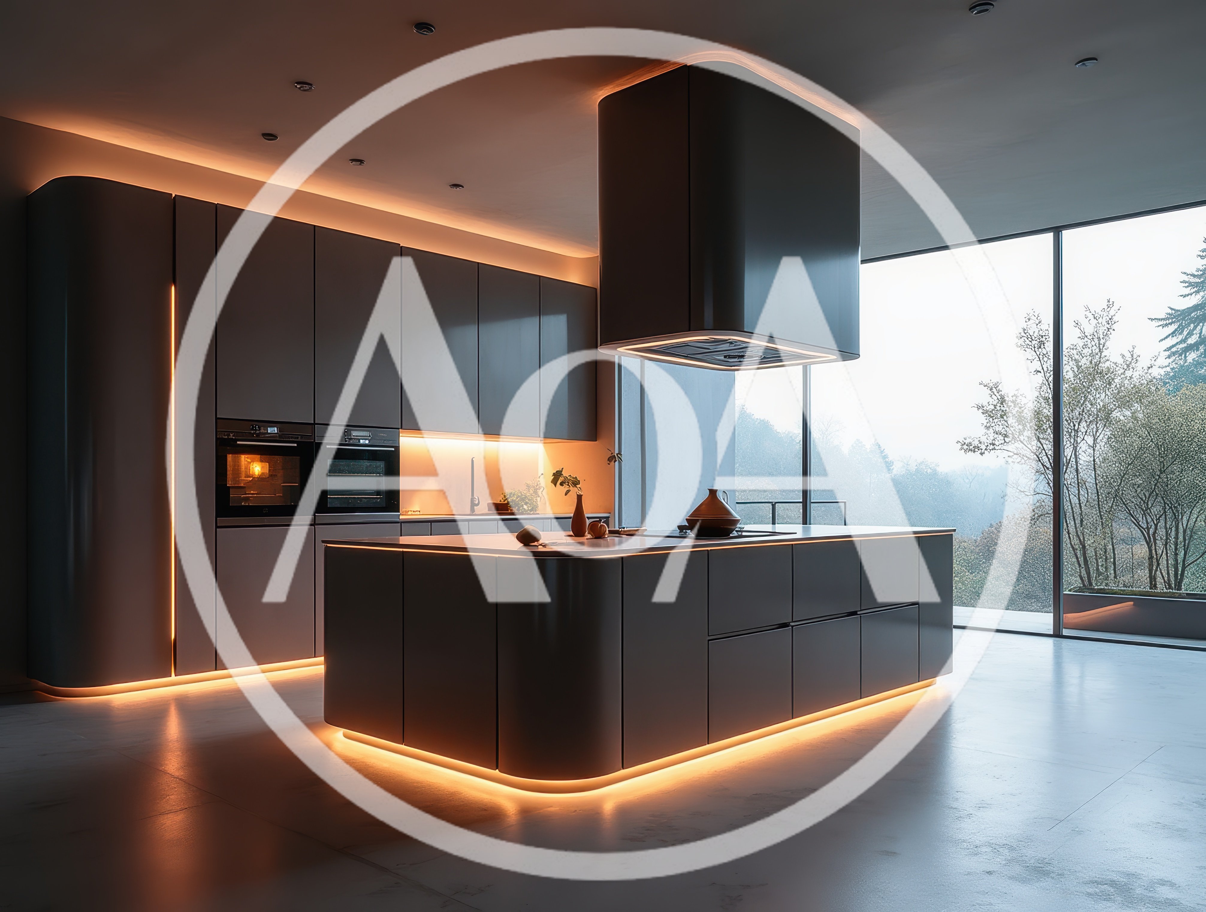 Modern Luxury Kitchen Interior With Ambient Lighting