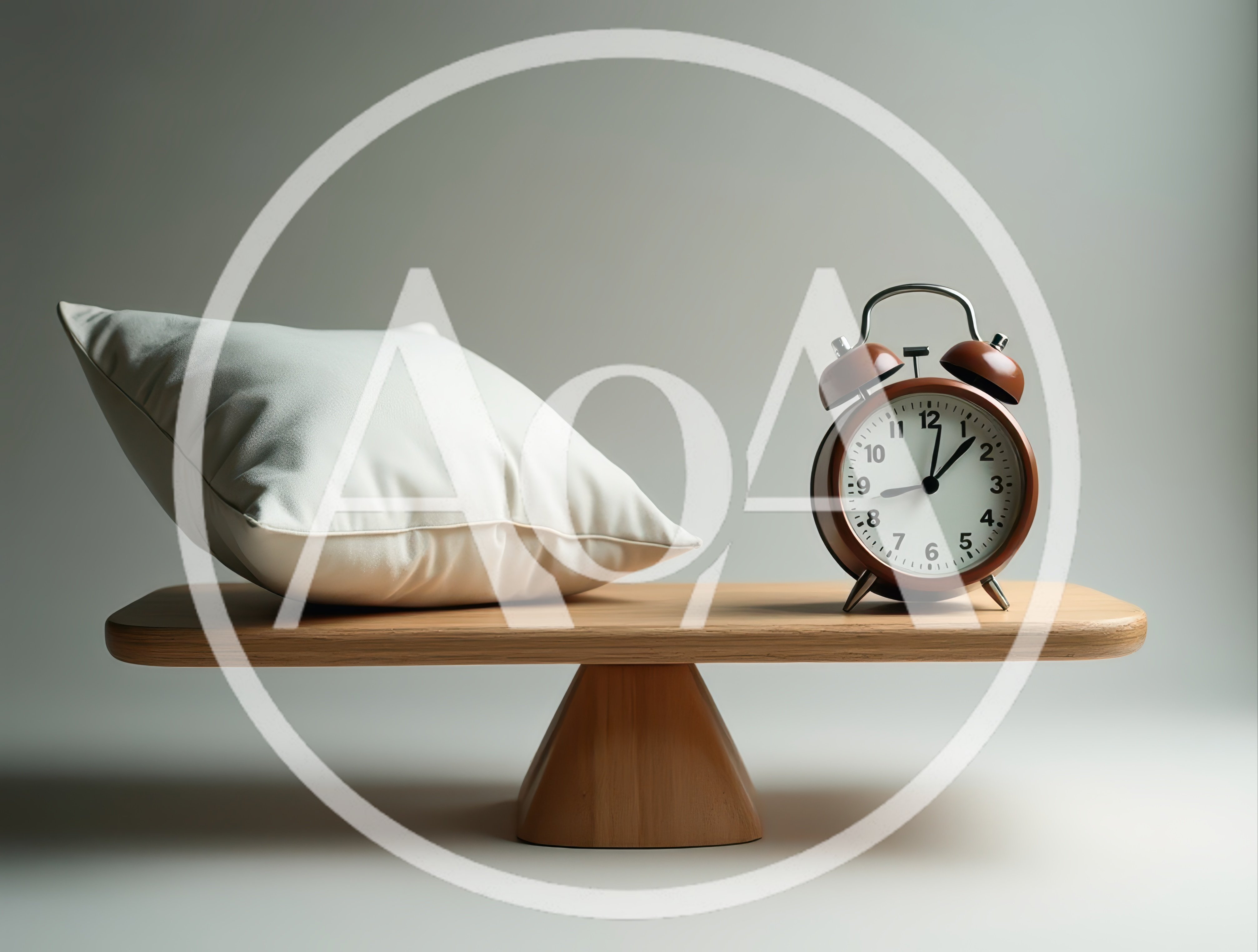 White Pillow And Alarm Clock On Wooden Balance Scale