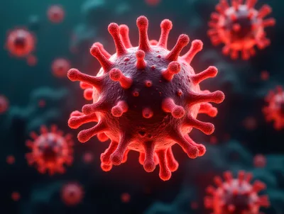 3D Rendered Coronavirus SARS-CoV-2 Viral Particles