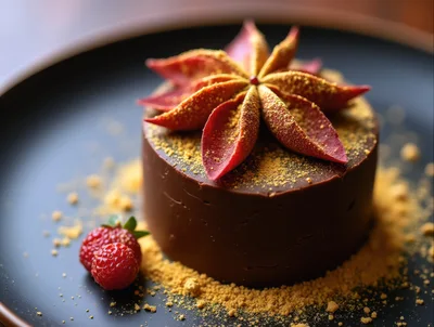 Gourmet Chocolate Mousse Cake With Raspberry Garnish