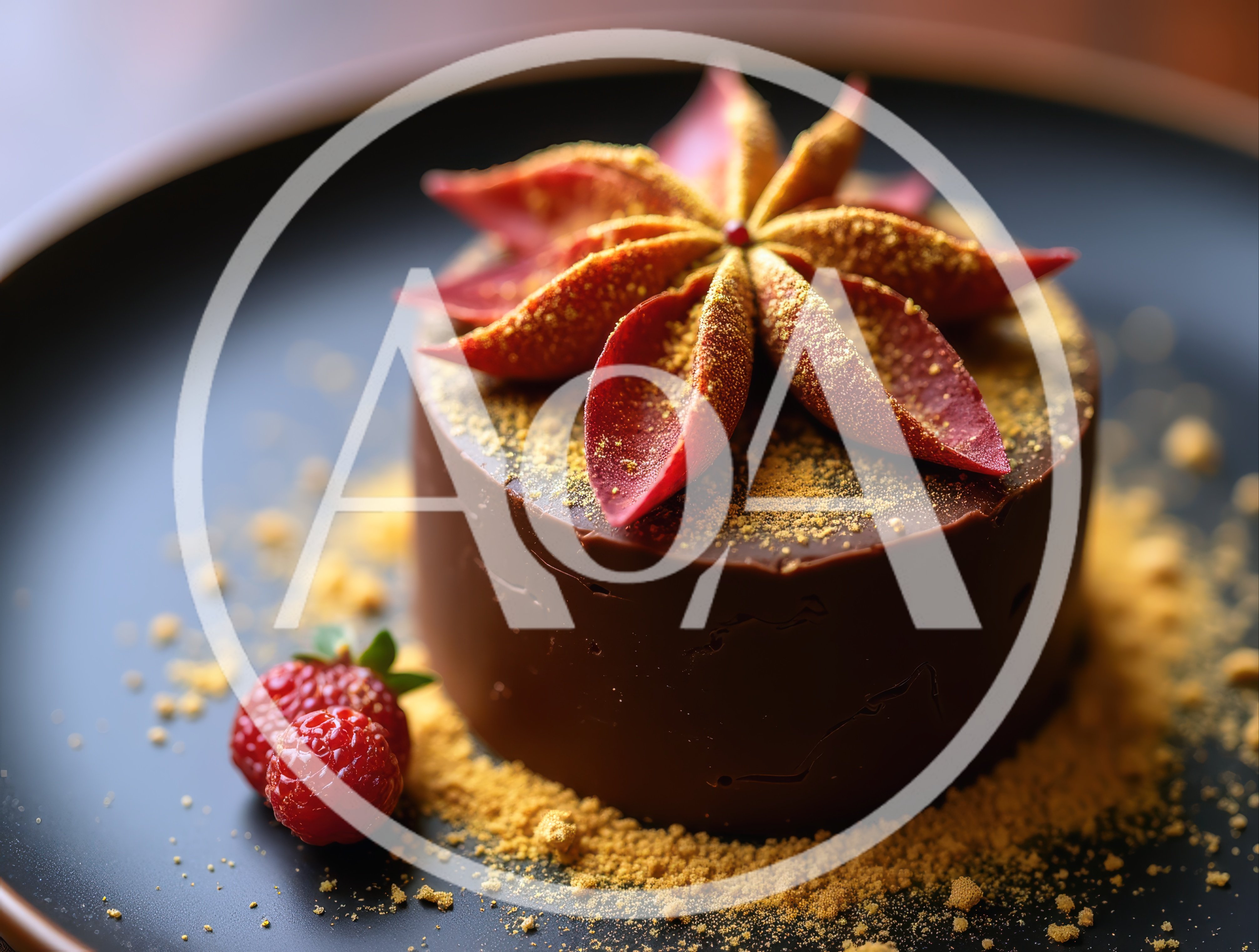 Gourmet Chocolate Mousse Cake With Raspberry Garnish
