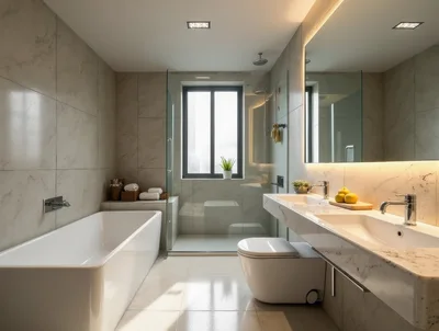 Modern Luxury Bathroom Interior With Marble Finishes