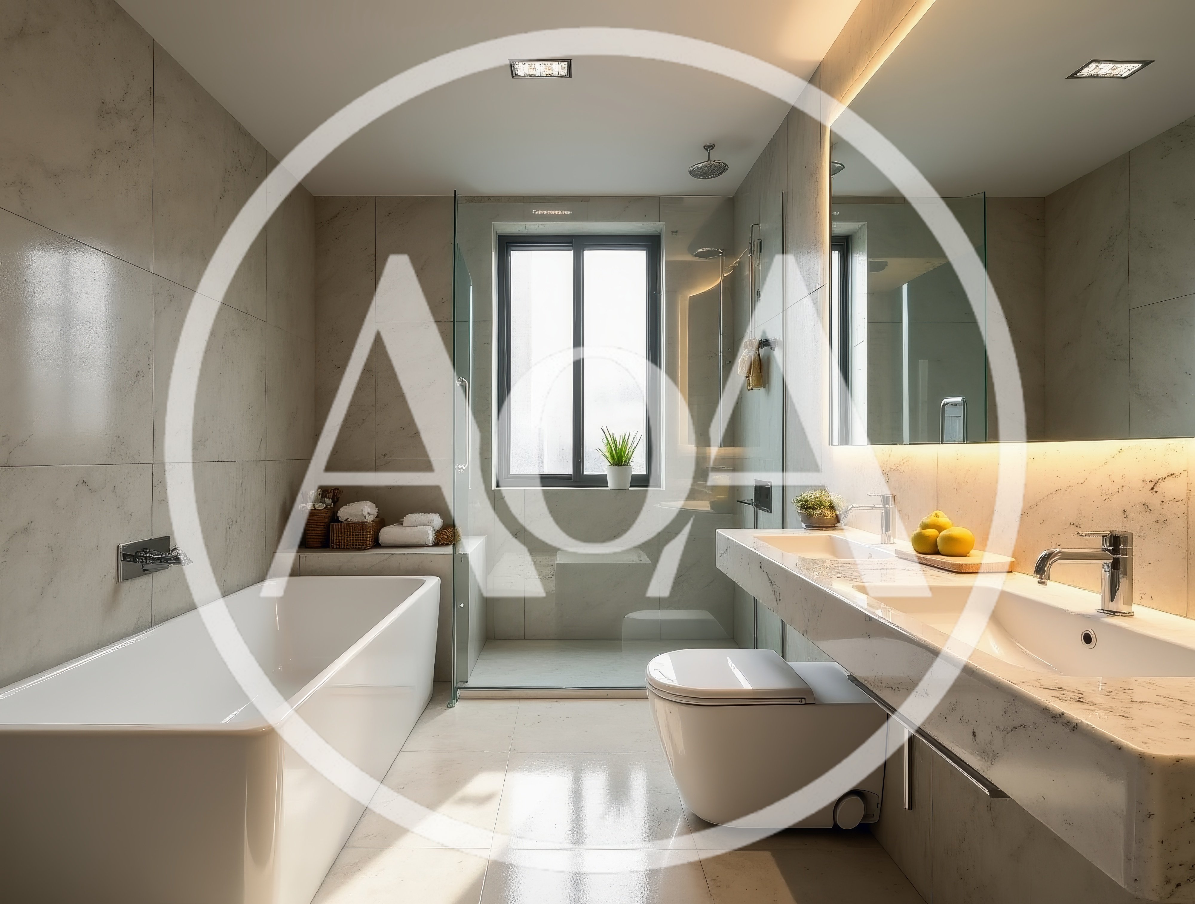 Modern Luxury Bathroom Interior With Marble Finishes