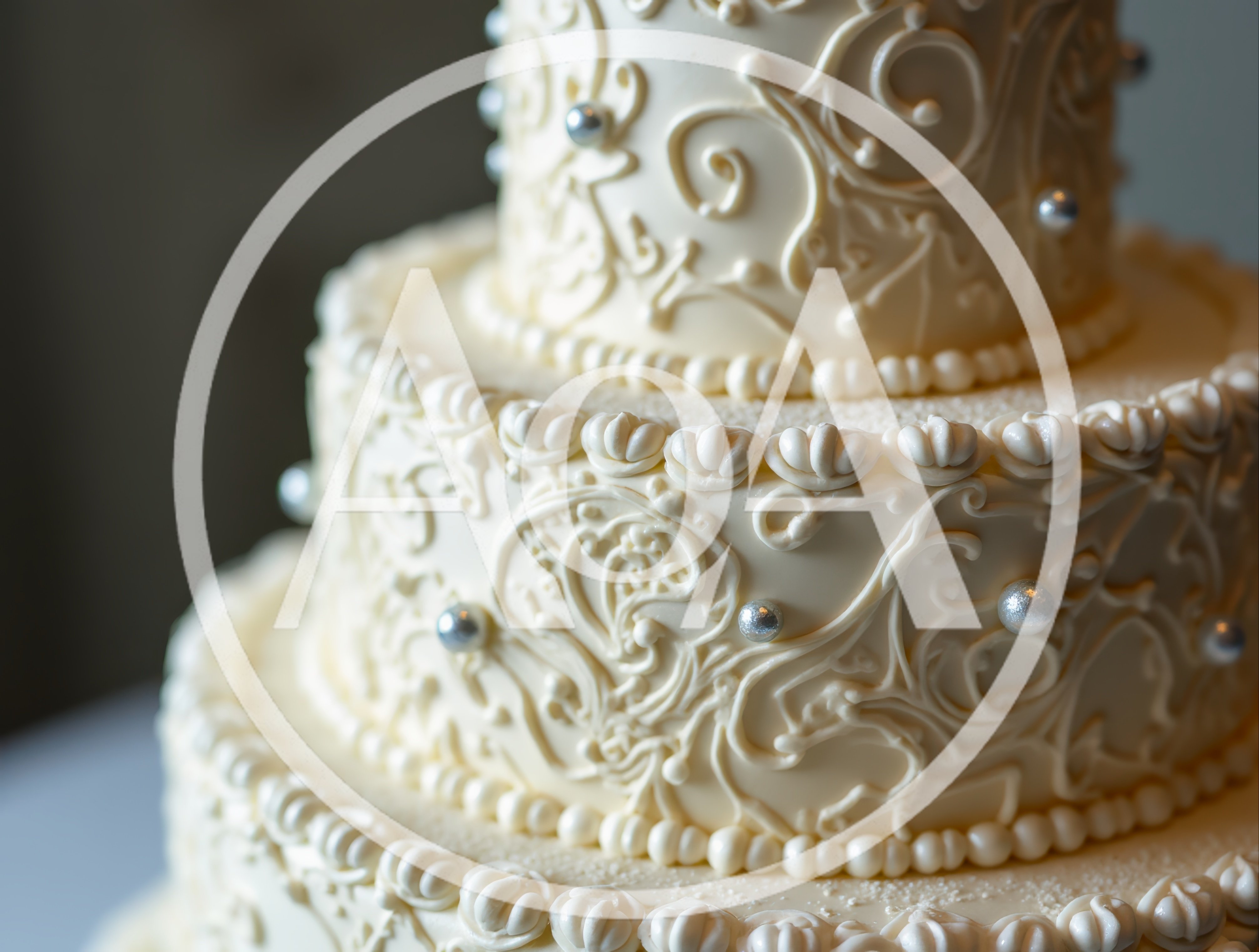 Elegant Three Tiered White Wedding Cake