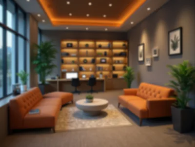 Modern Office Lounge With Orange Sofas