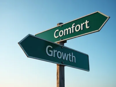 Green Directional Signposts Pointing To Comfort And Growth