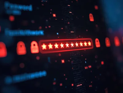 Digital Password Entry Field With Glowing Red Stars