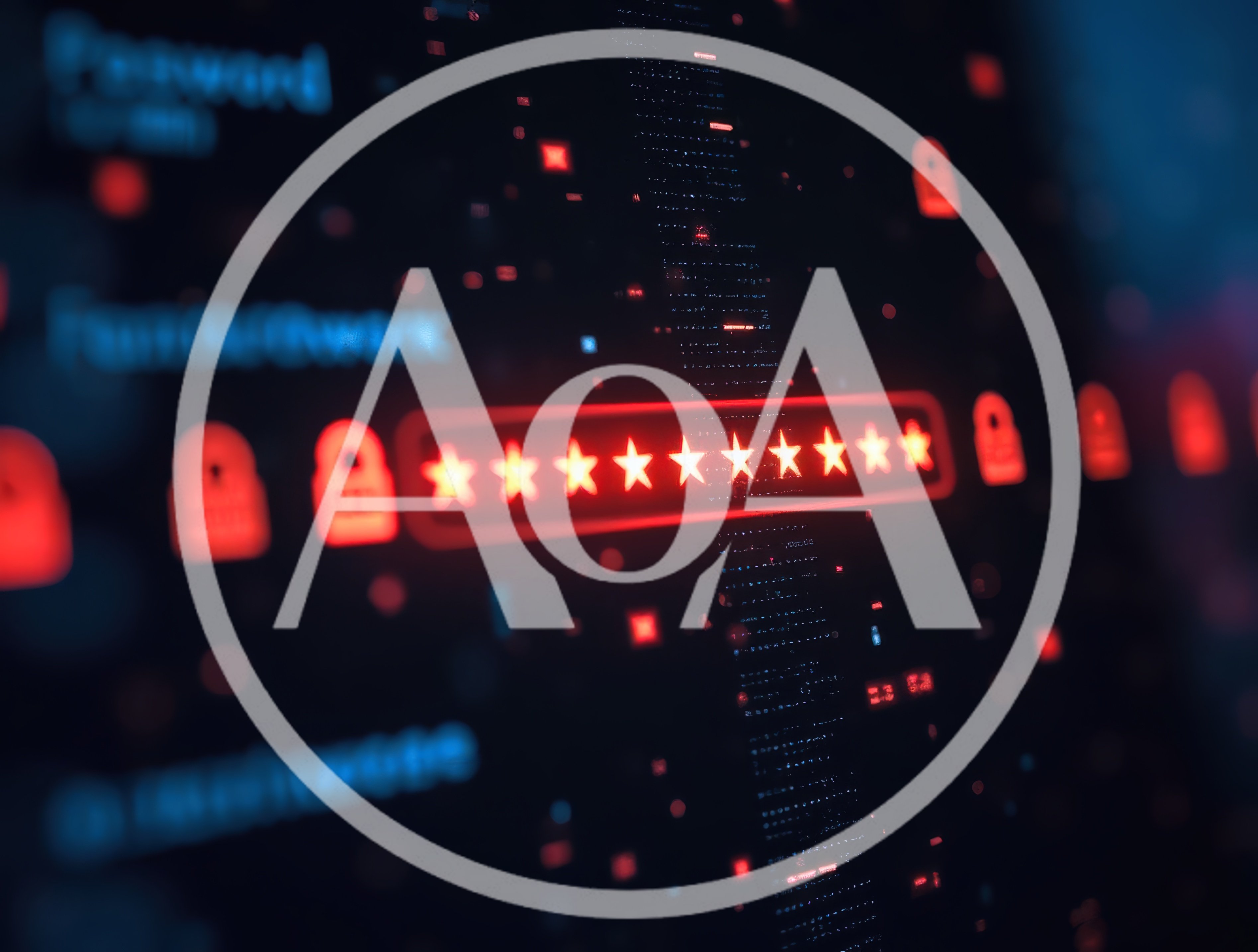 Digital Password Entry Field With Glowing Red Stars