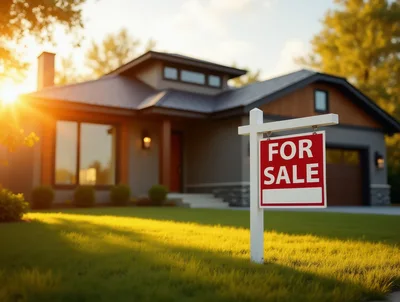 Modern Residential House With For Sale Real Estate Sign