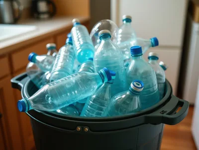 Plastic Water Bottles In A Recycling Bin