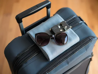 Travel Essentials Packed On A Suitcase