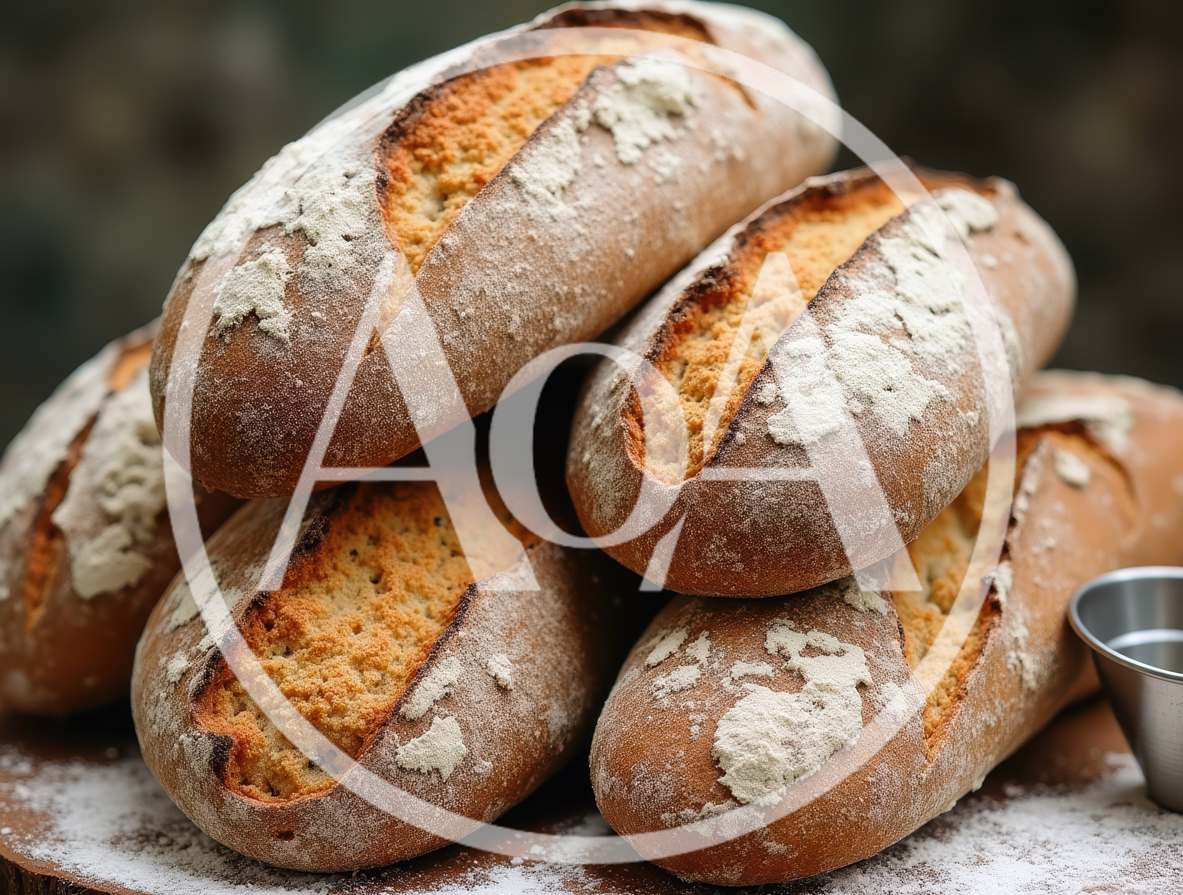 Freshly Baked Artisan Bread Loaves On Wooden Surface
