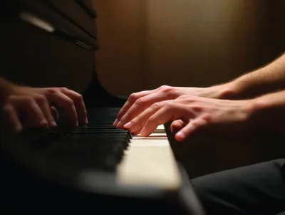 Close Up Of Hands Playing Grand Piano