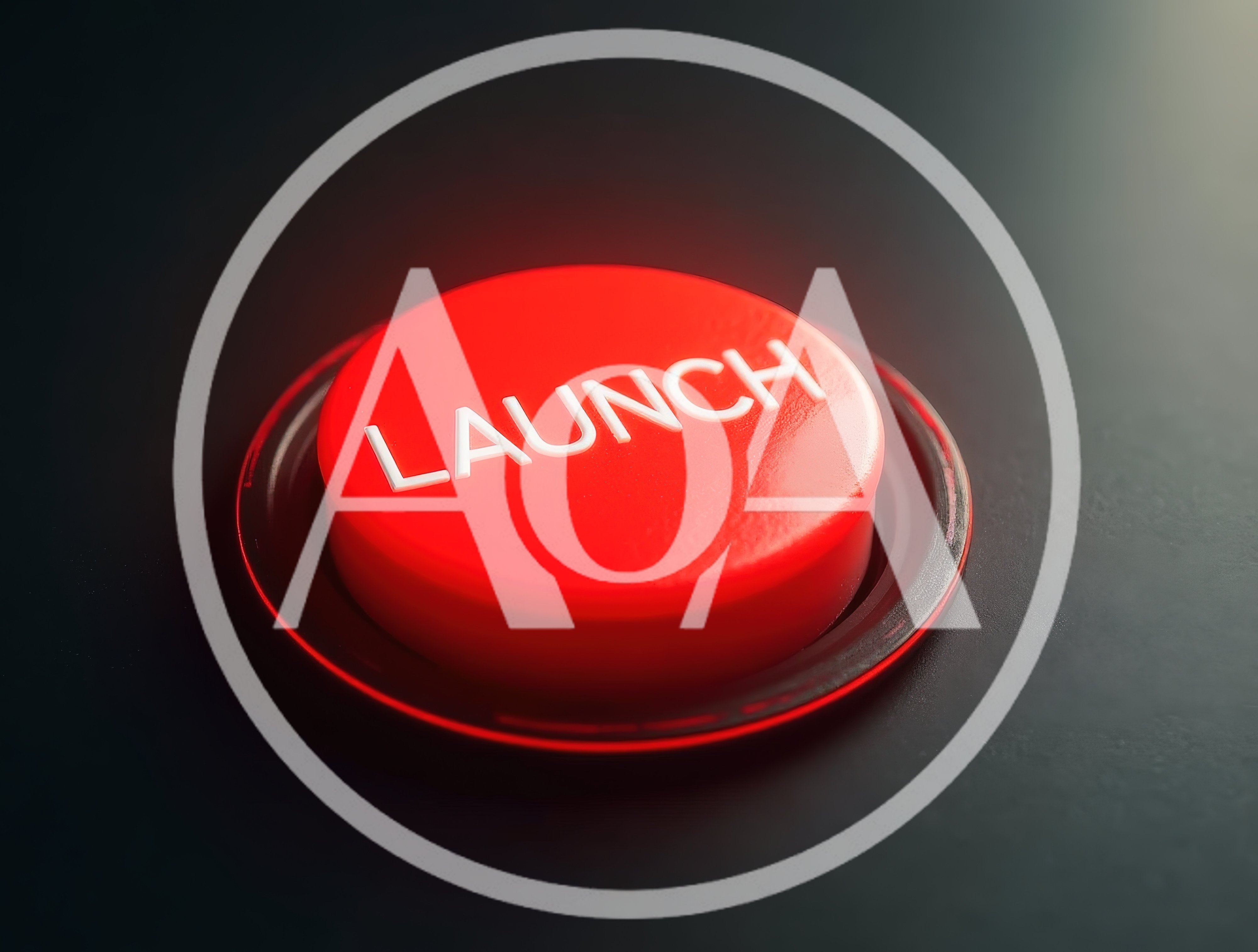 Red Launch Button on Dark Surface