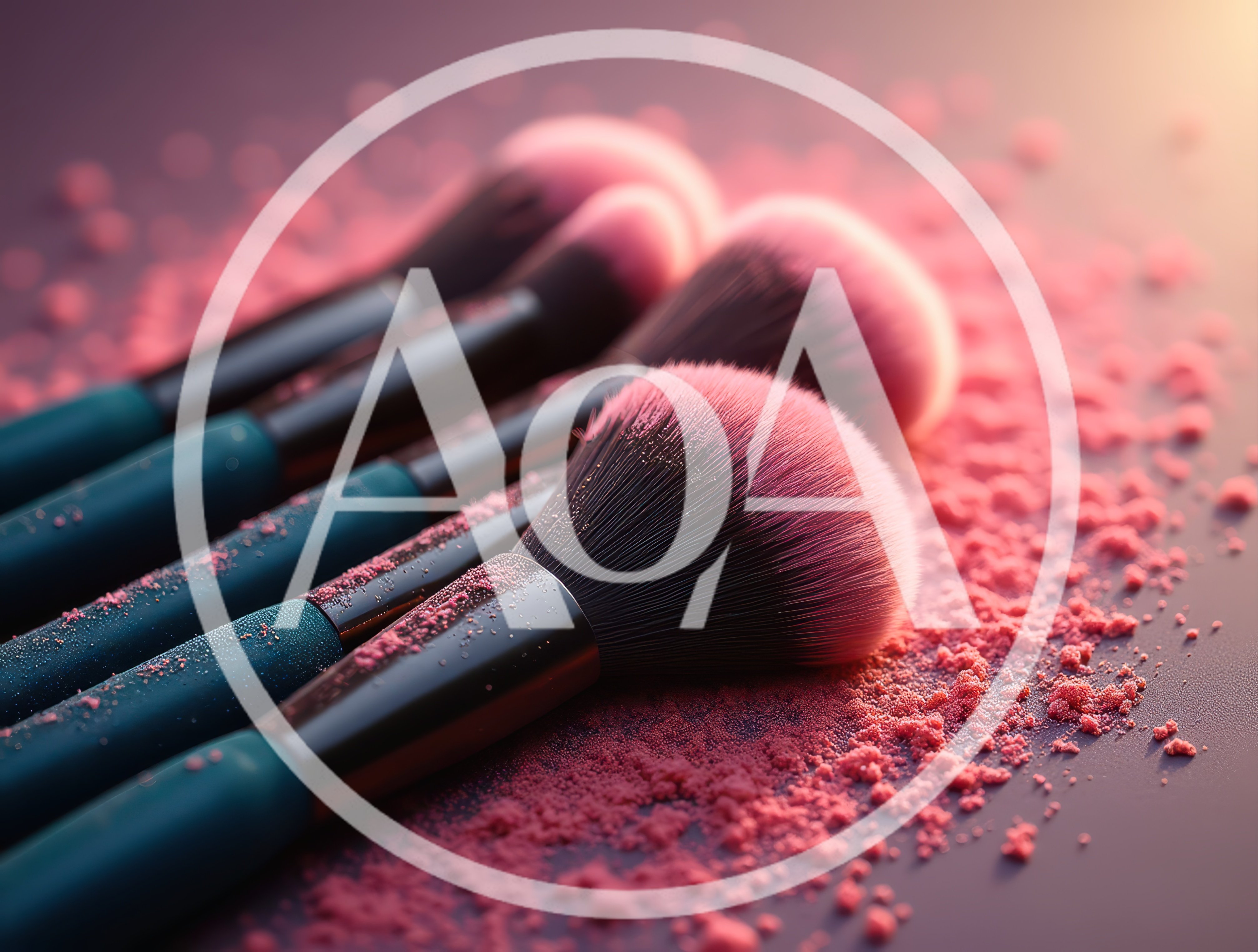 Professional Makeup Brushes With Pink Powder