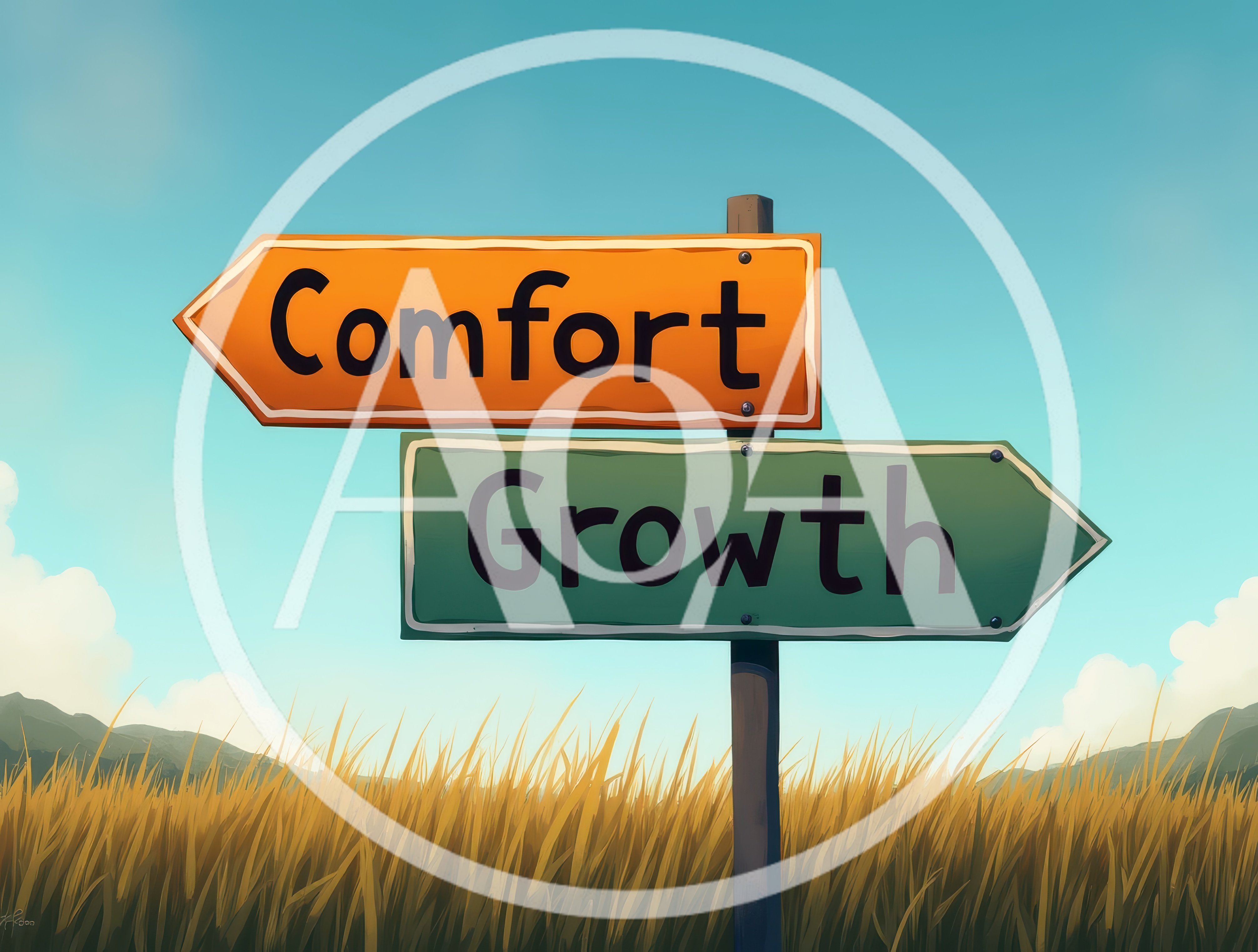 Signpost Pointing Towards Comfort And Growth Directions