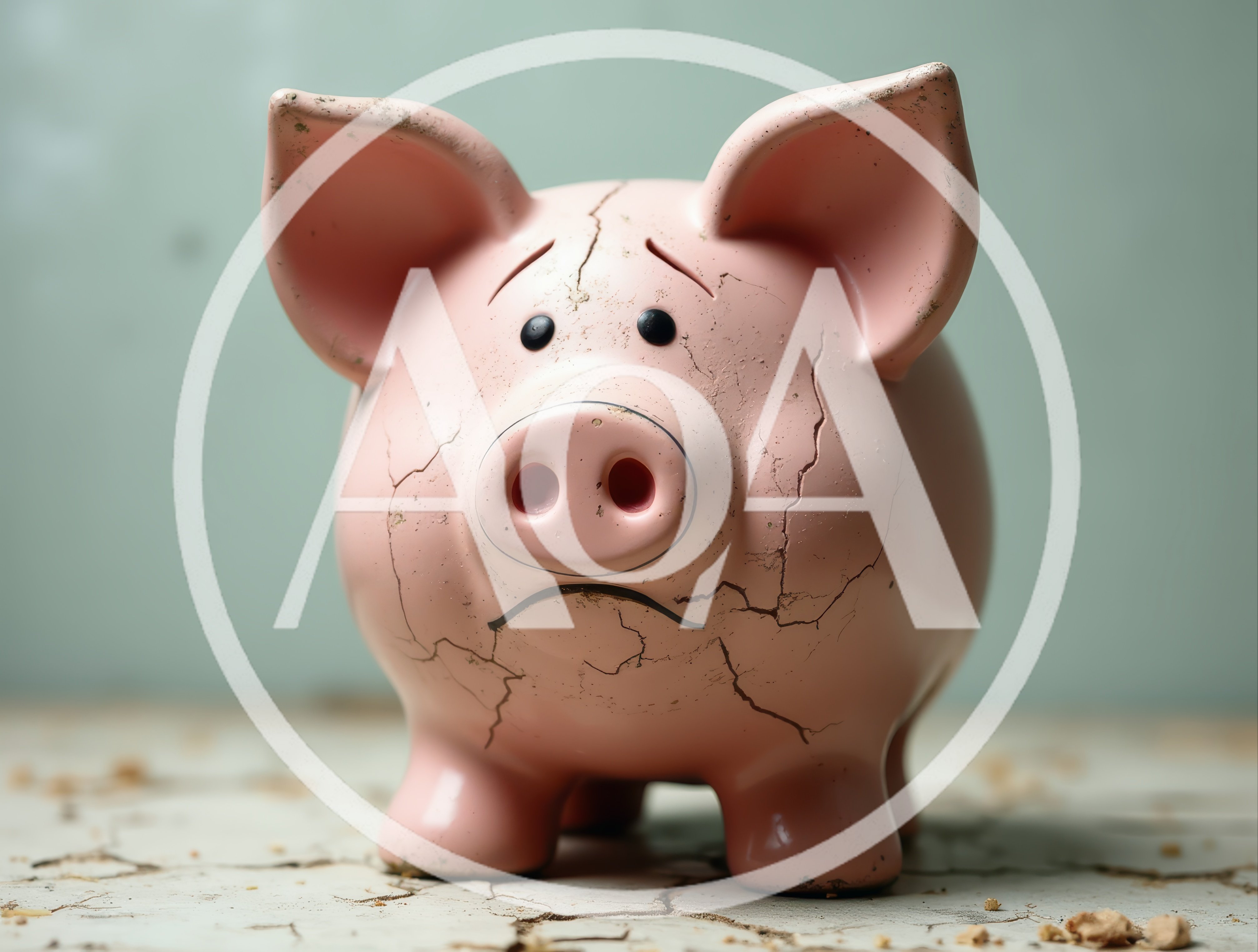 Cracked Pink Piggy Bank on Distressed Surface