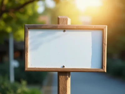 Blank Wooden Signpost In A Sunny Park